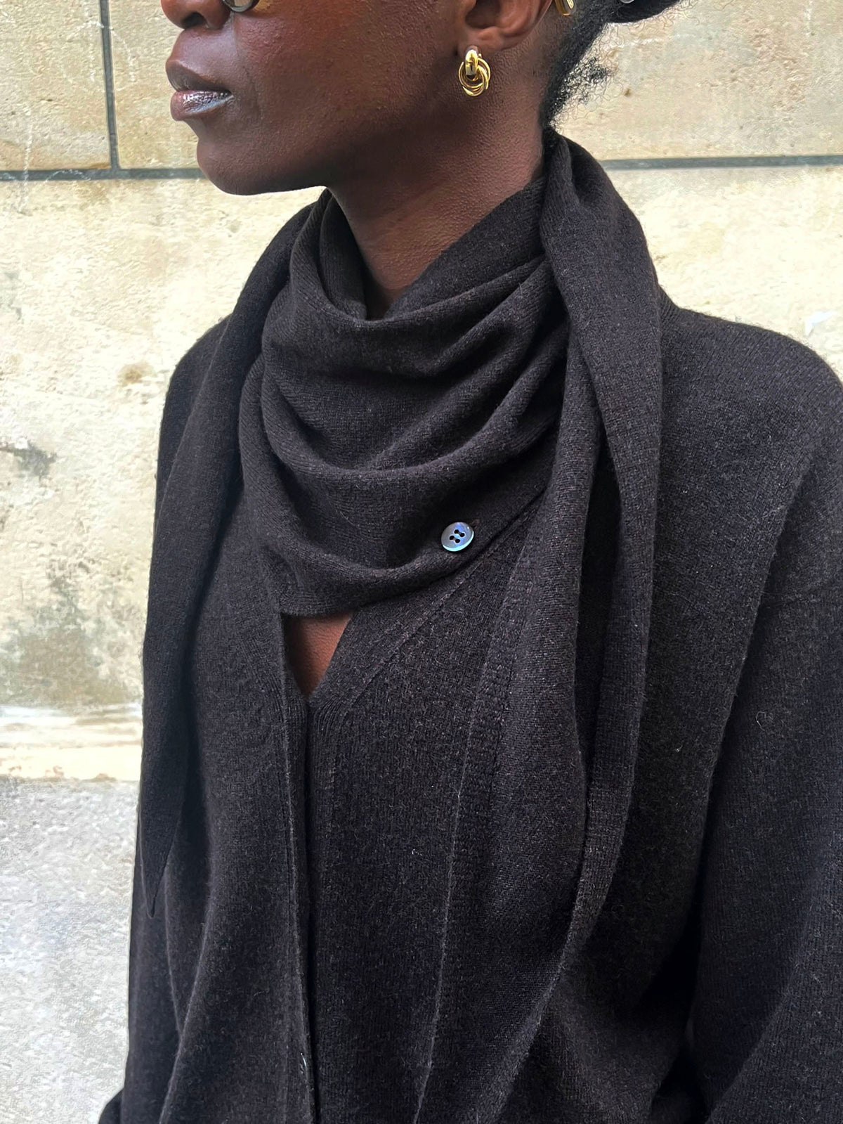 Cardigan avec écharpe amovible coffee, vue 4