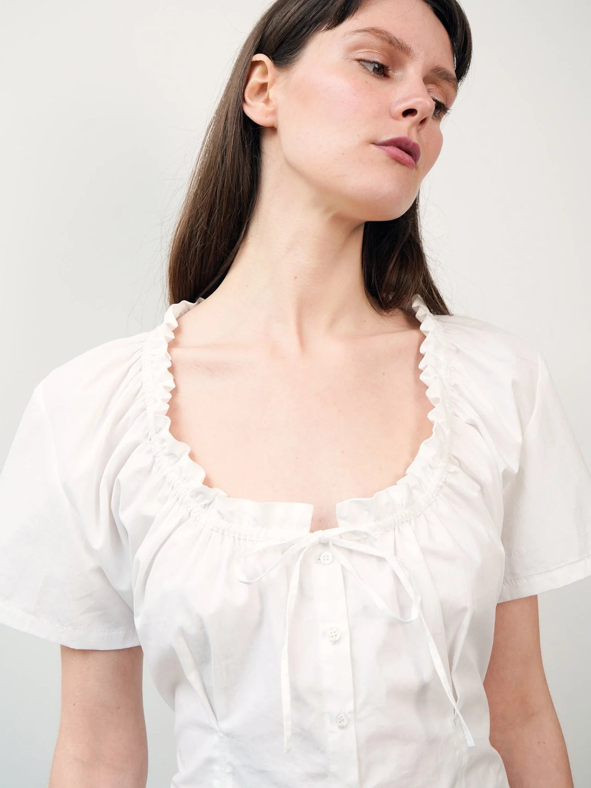 The Flora Blouse in White, view 7