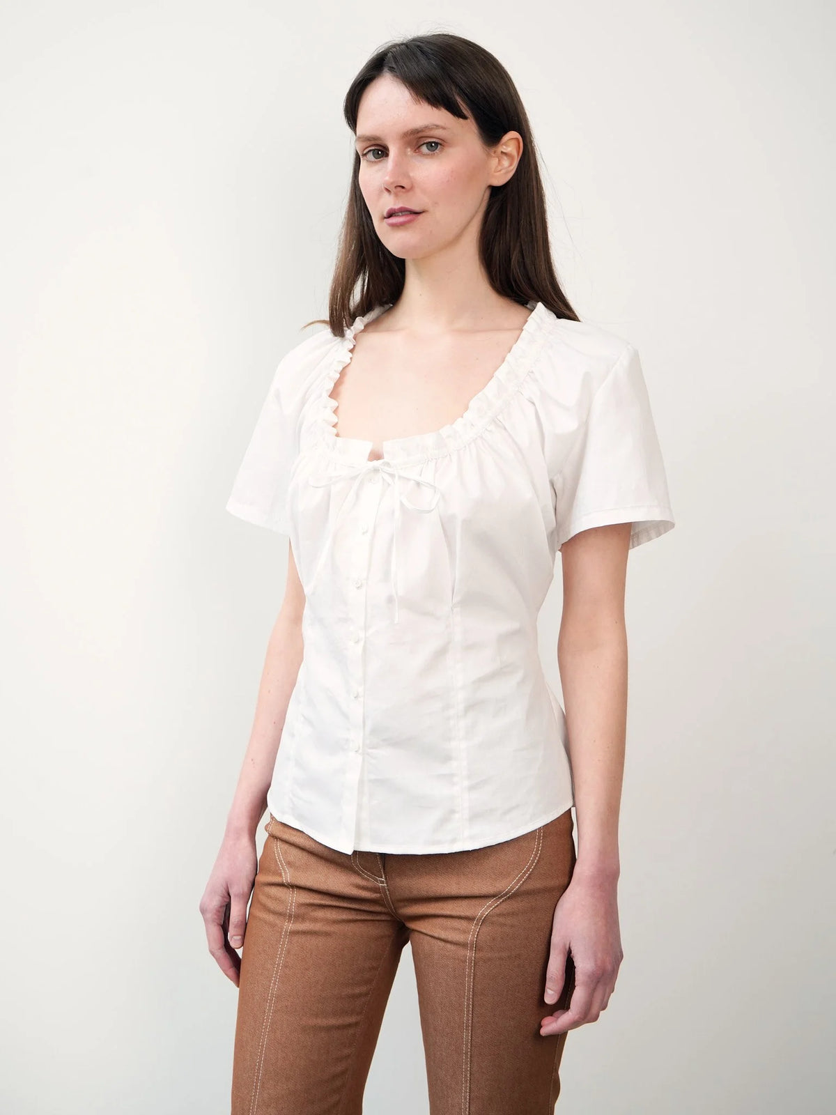 The Flora Blouse in White, view 6