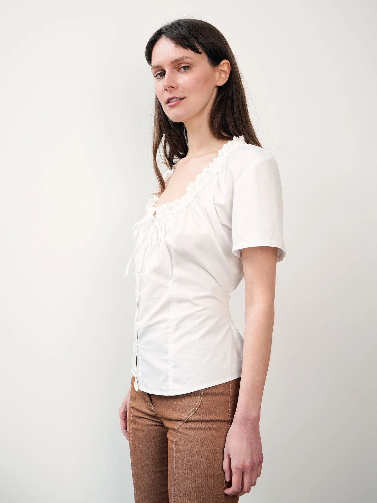 The Flora Blouse in White, view 9