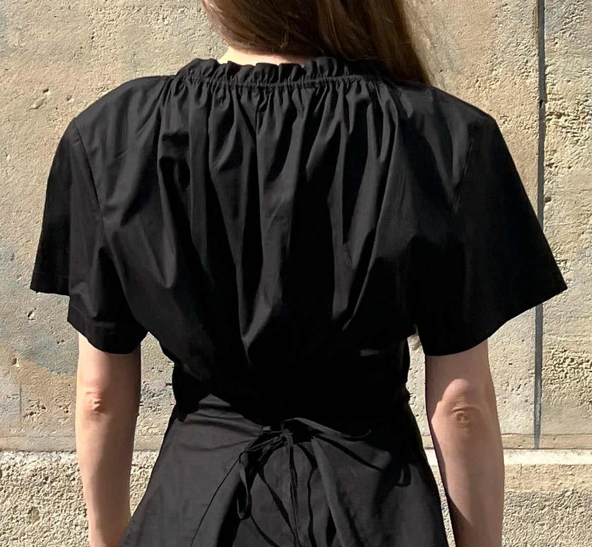 The Flora Blouse in Black, view 3