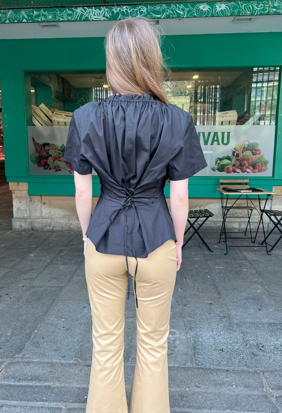 The Flora Blouse in Black, view 5