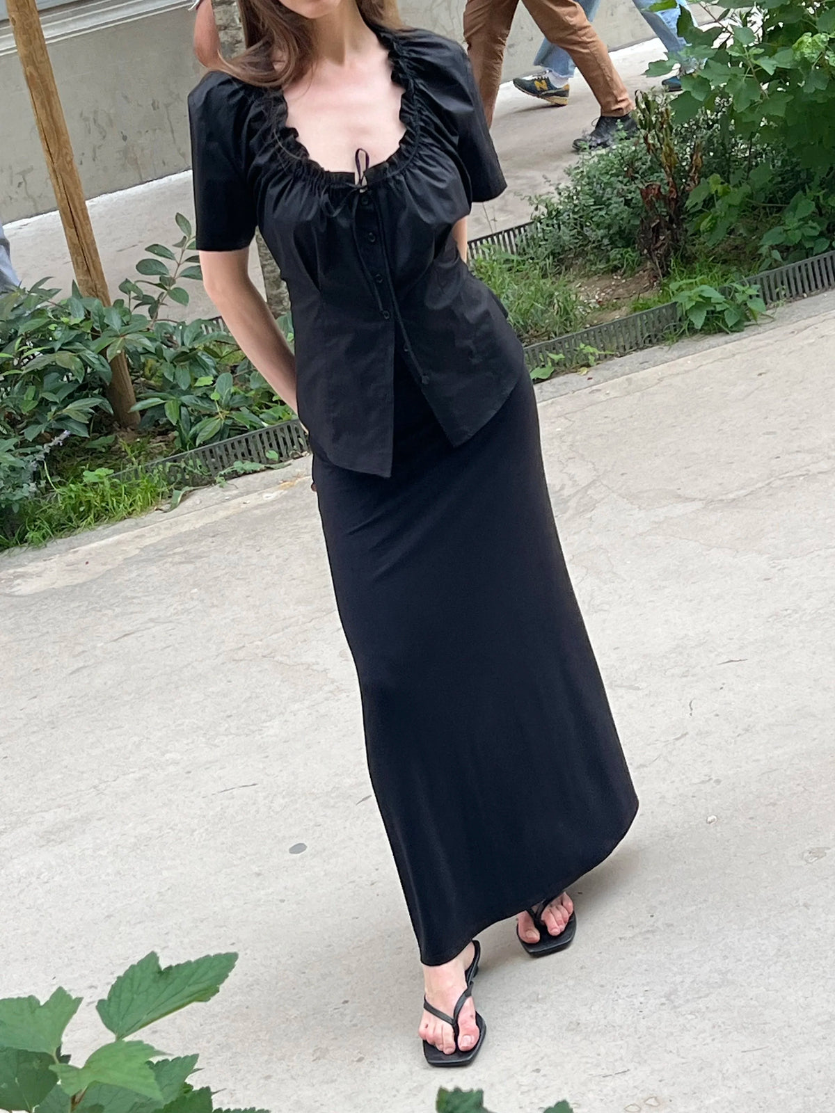 The Flora Blouse in Black, view 7