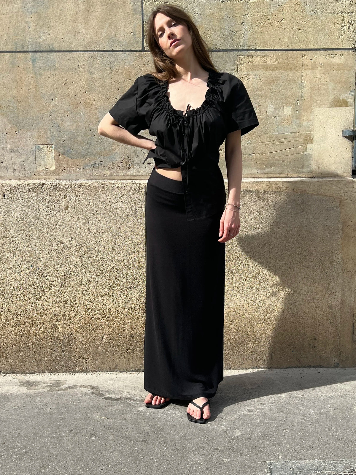 The Flora Blouse in Black, view 9