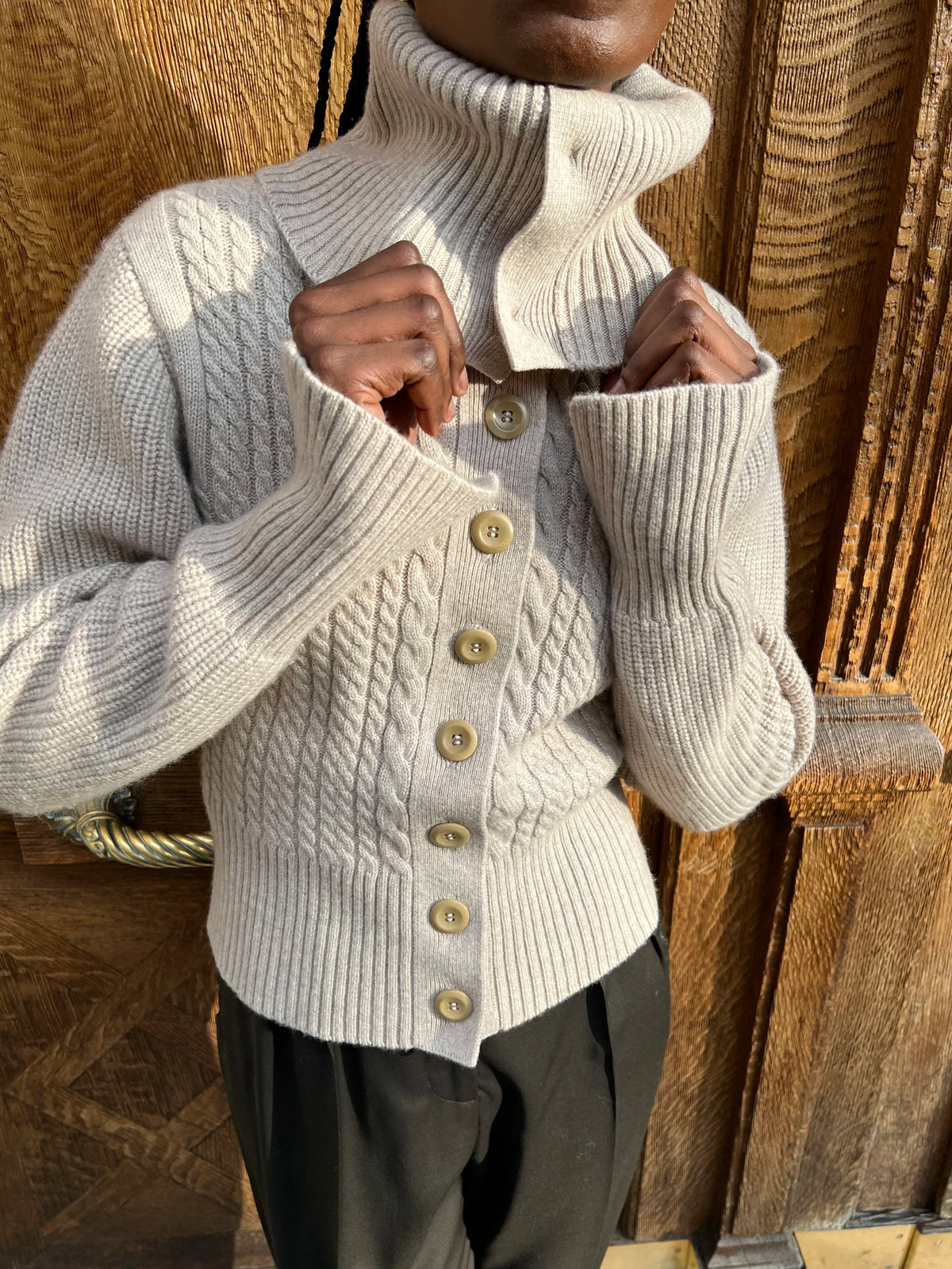 The Robine Cardigan in Heather Stone, view 3