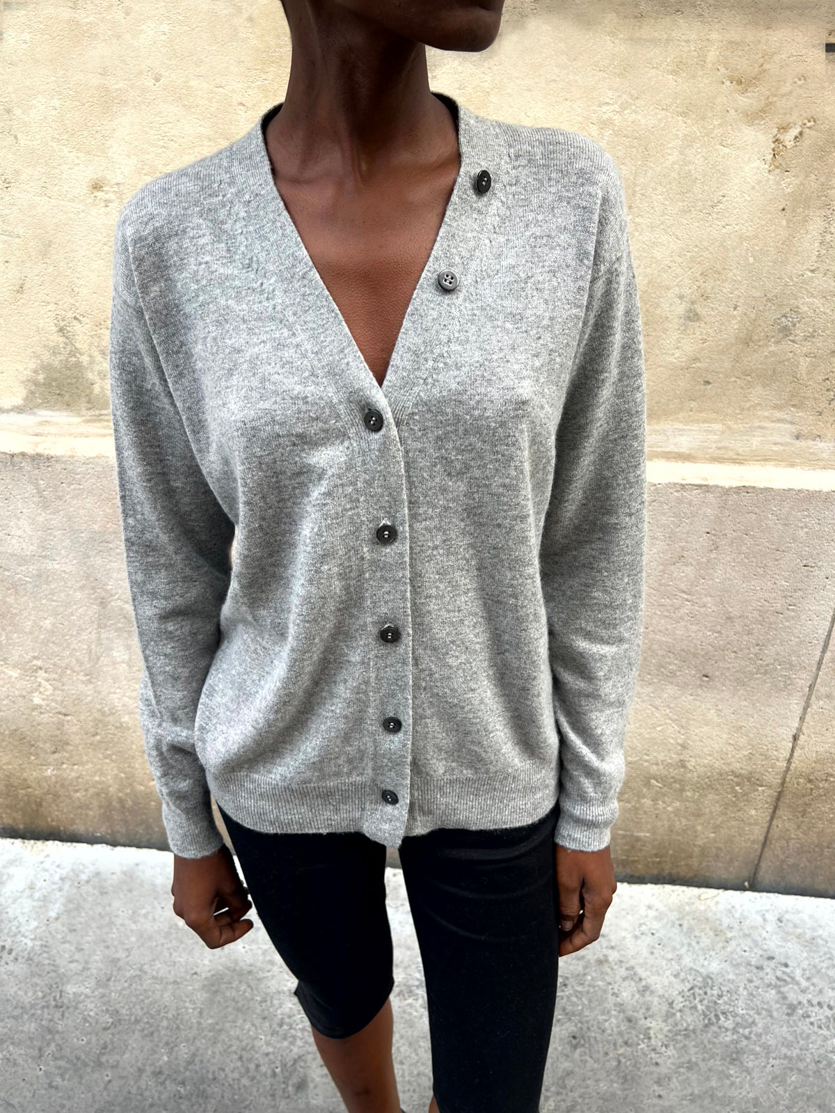 Cardigan a écharpe amovible gris chiné 6