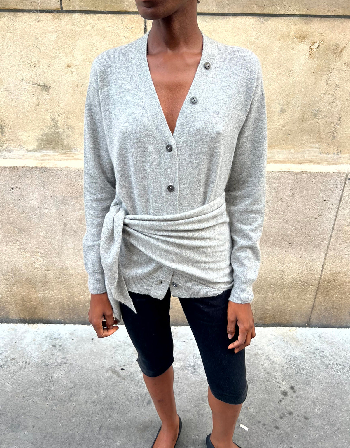 Cardigan a écharpe amovible gris chiné 8