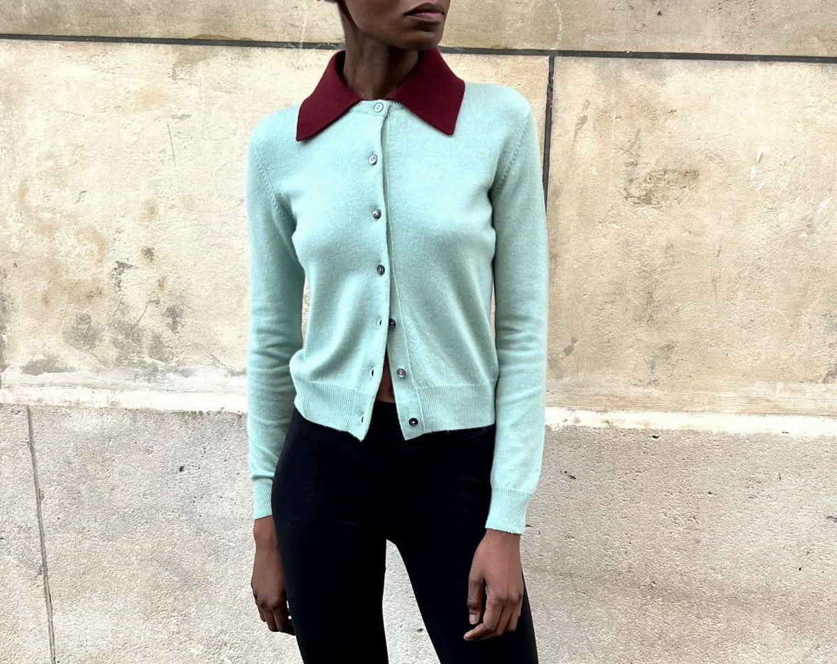 Le Cardigan avec col amovible aqua doux, vue 1