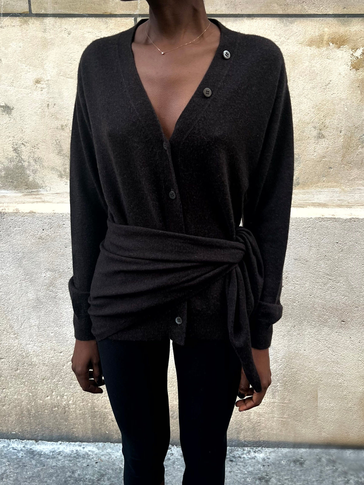 Cardigan avec écharpe amovible coffee, vue 11