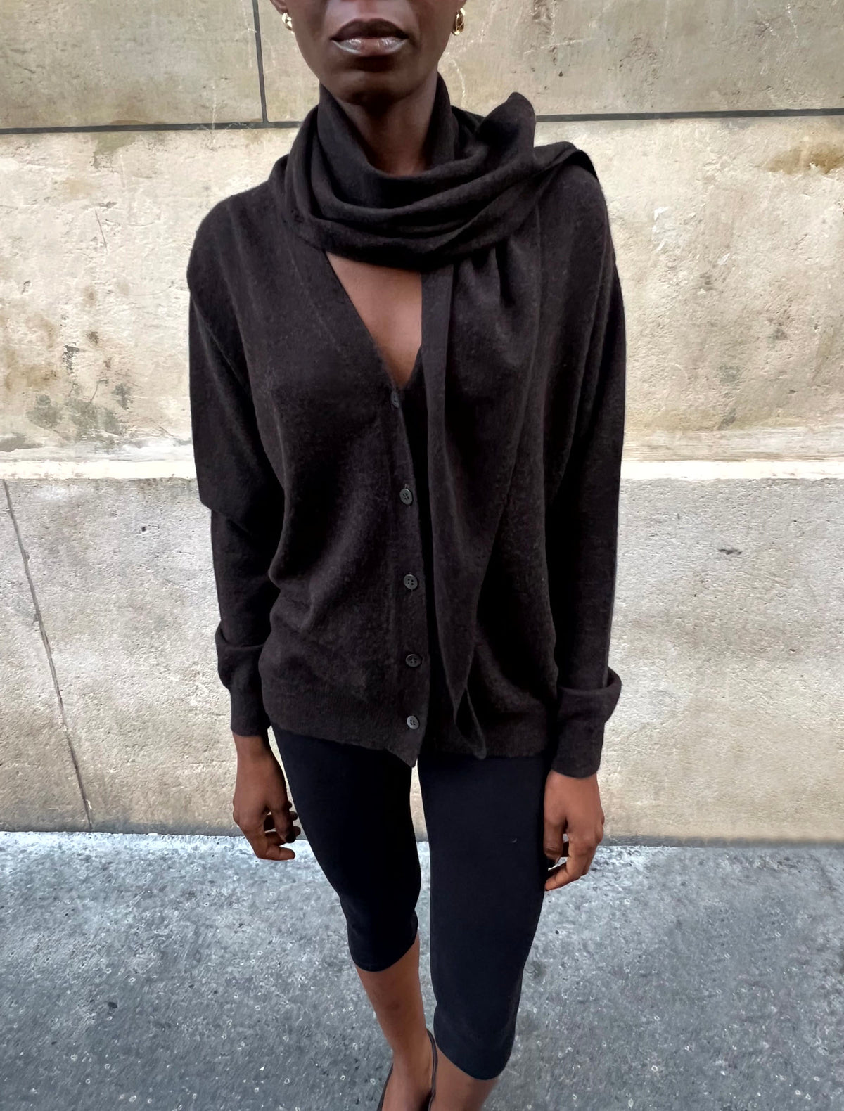 Cardigan avec écharpe amovible coffee, vue 8