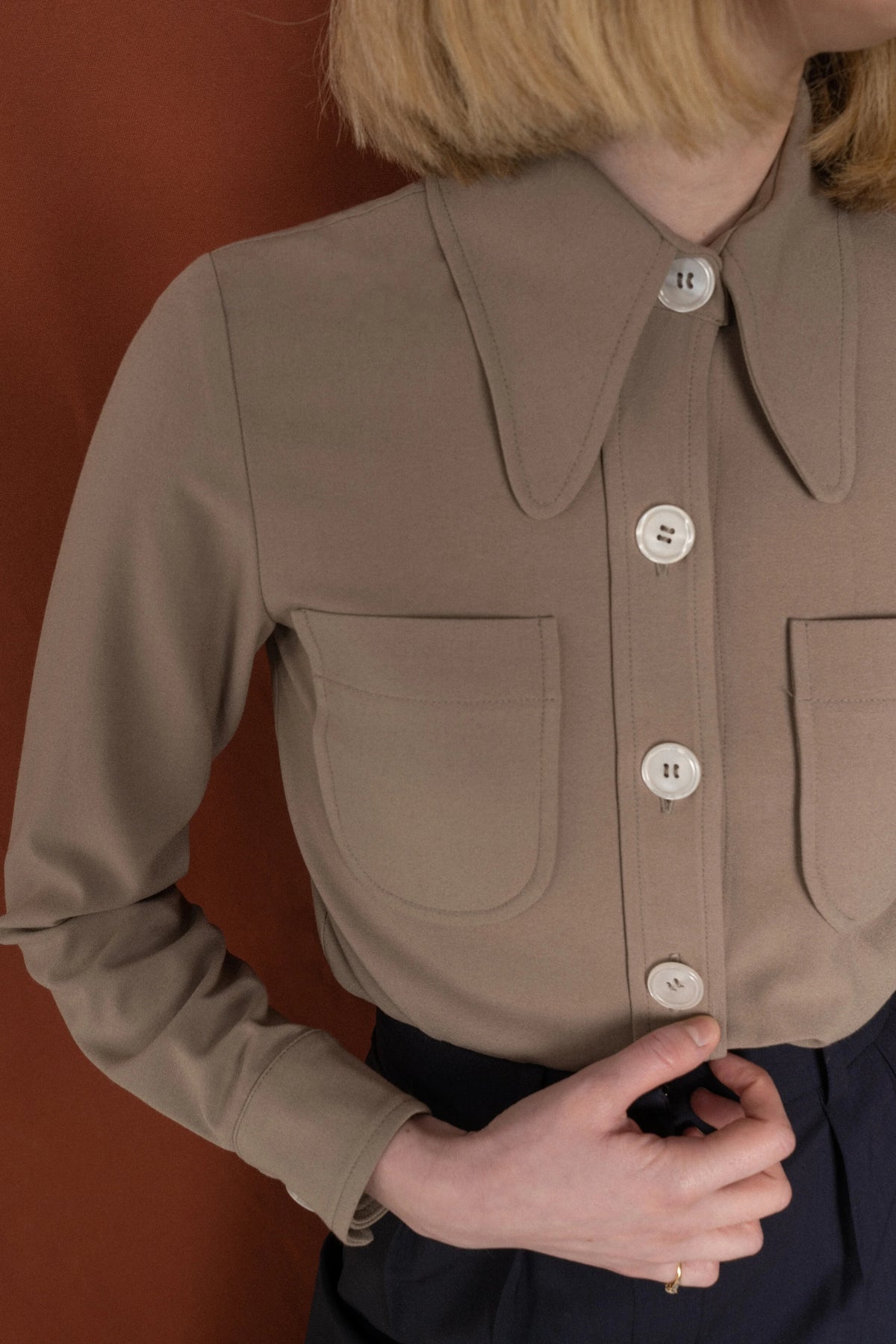 The Chloé Shirt in Taupe, view 5