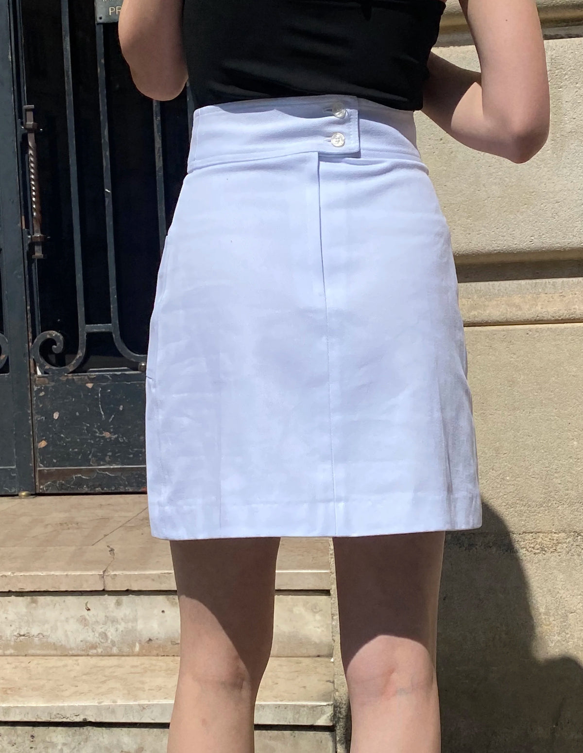 The Françoise Skirt in White Denim, view 3