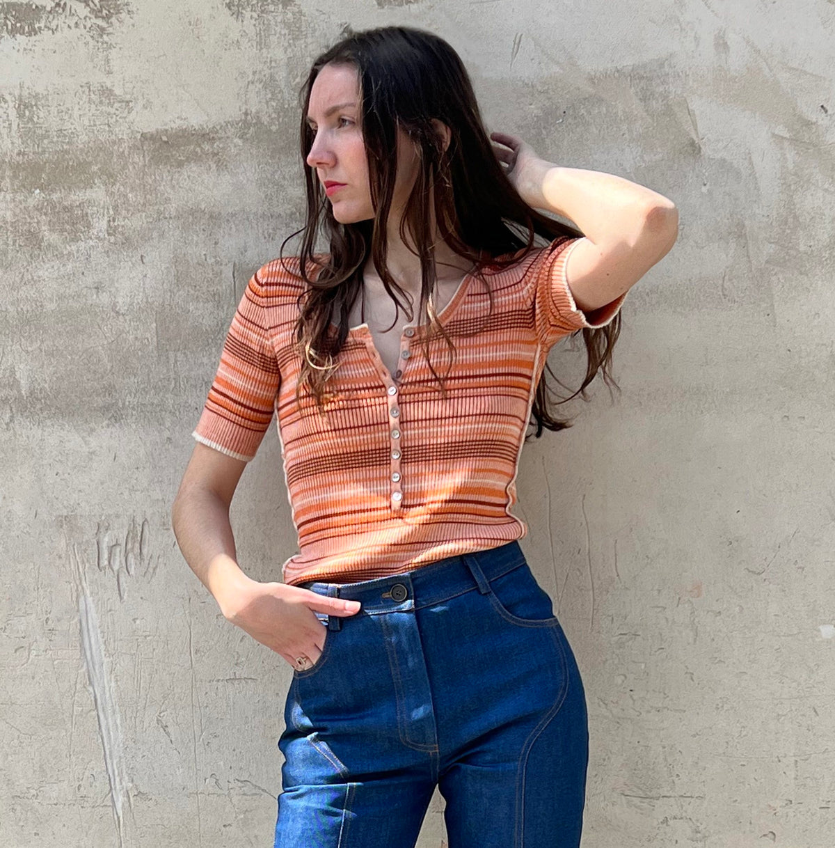 Le Polo Jane rayé orange, vue 1