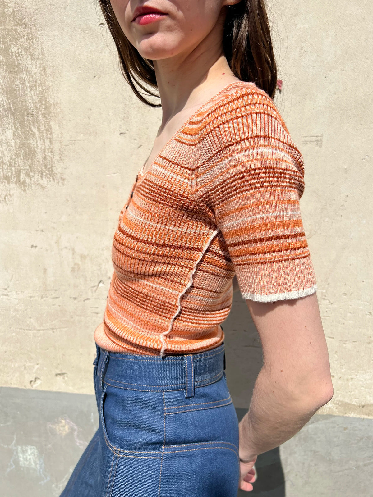 The Jane Polo in Orange Stripes, view 3