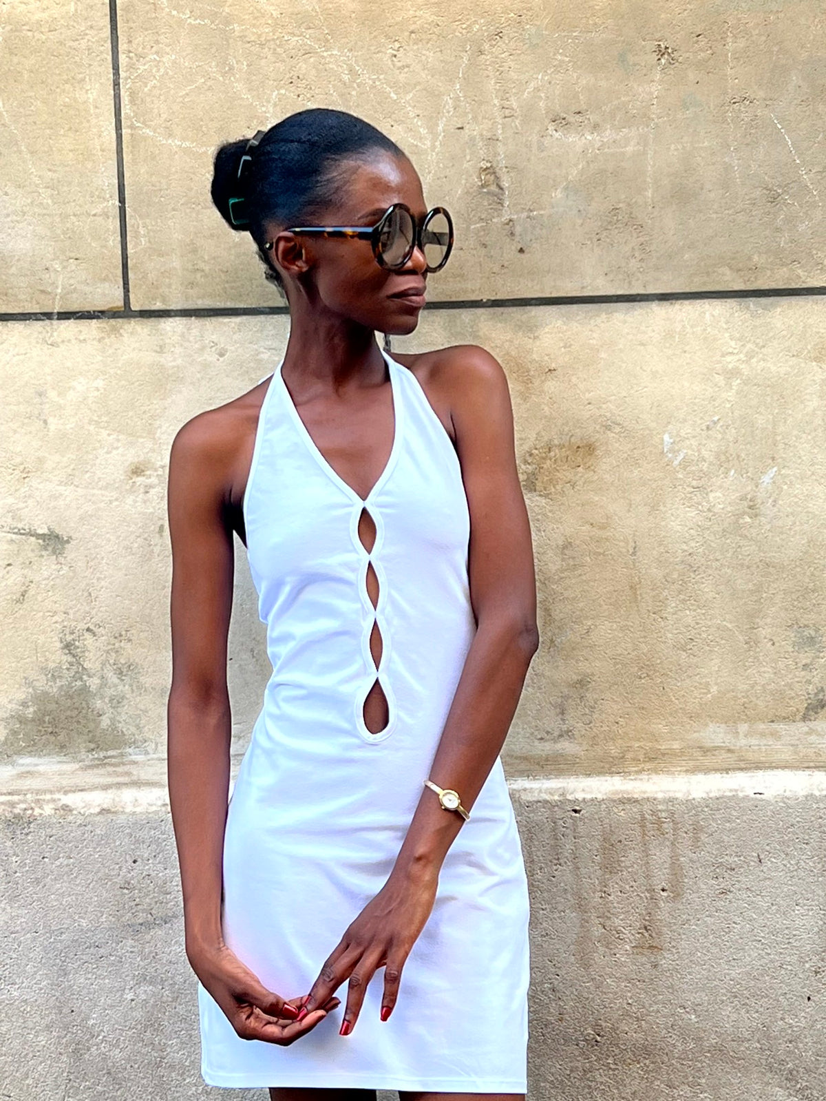 The Short Biba Dress in White, view 4