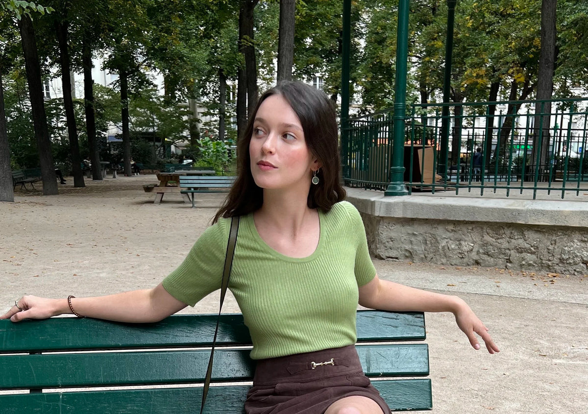 Le Pull de Claire vert absinthe, vue 1