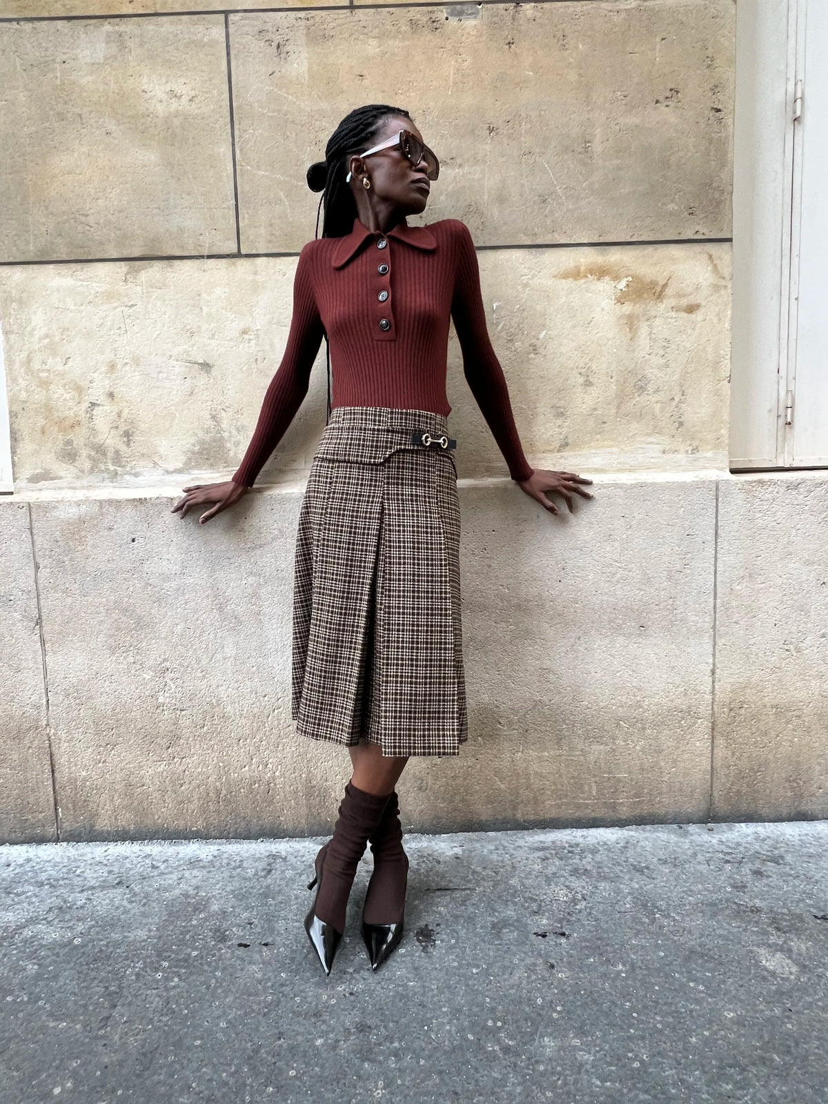 The Check Pleated Skirt, view 2