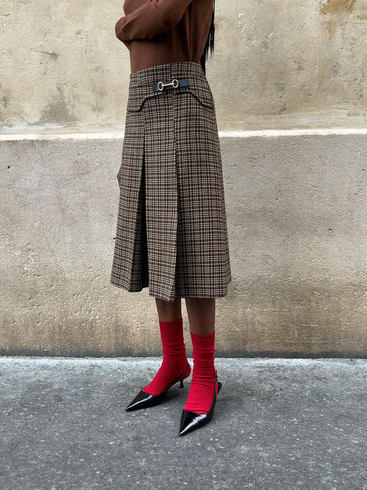 The Check Pleated Skirt, view 4