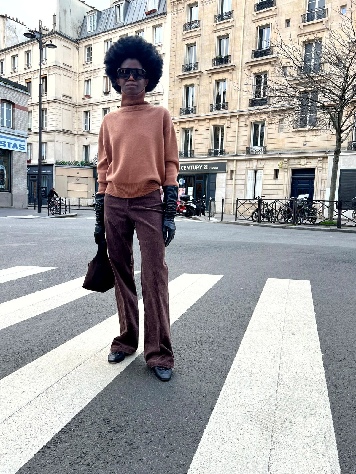 Le Pantalon Vito Velours marron glacé, vue 3