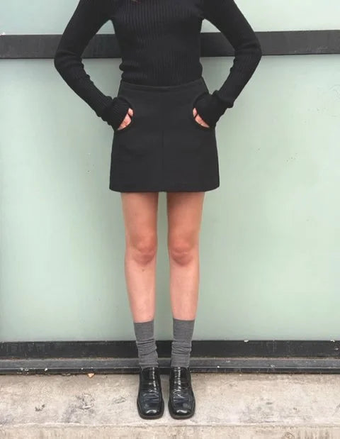 The Joan Skirt in Black Crepe, view 9