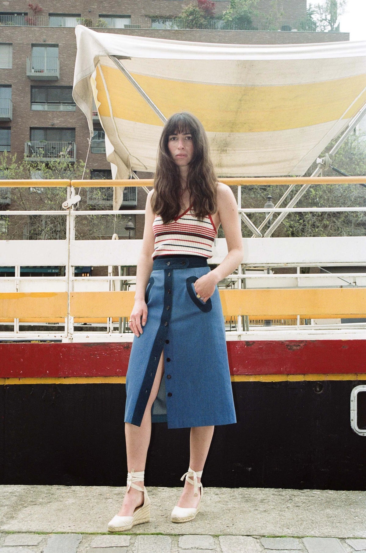 The Moon Skirt in Blue Denim, view 3