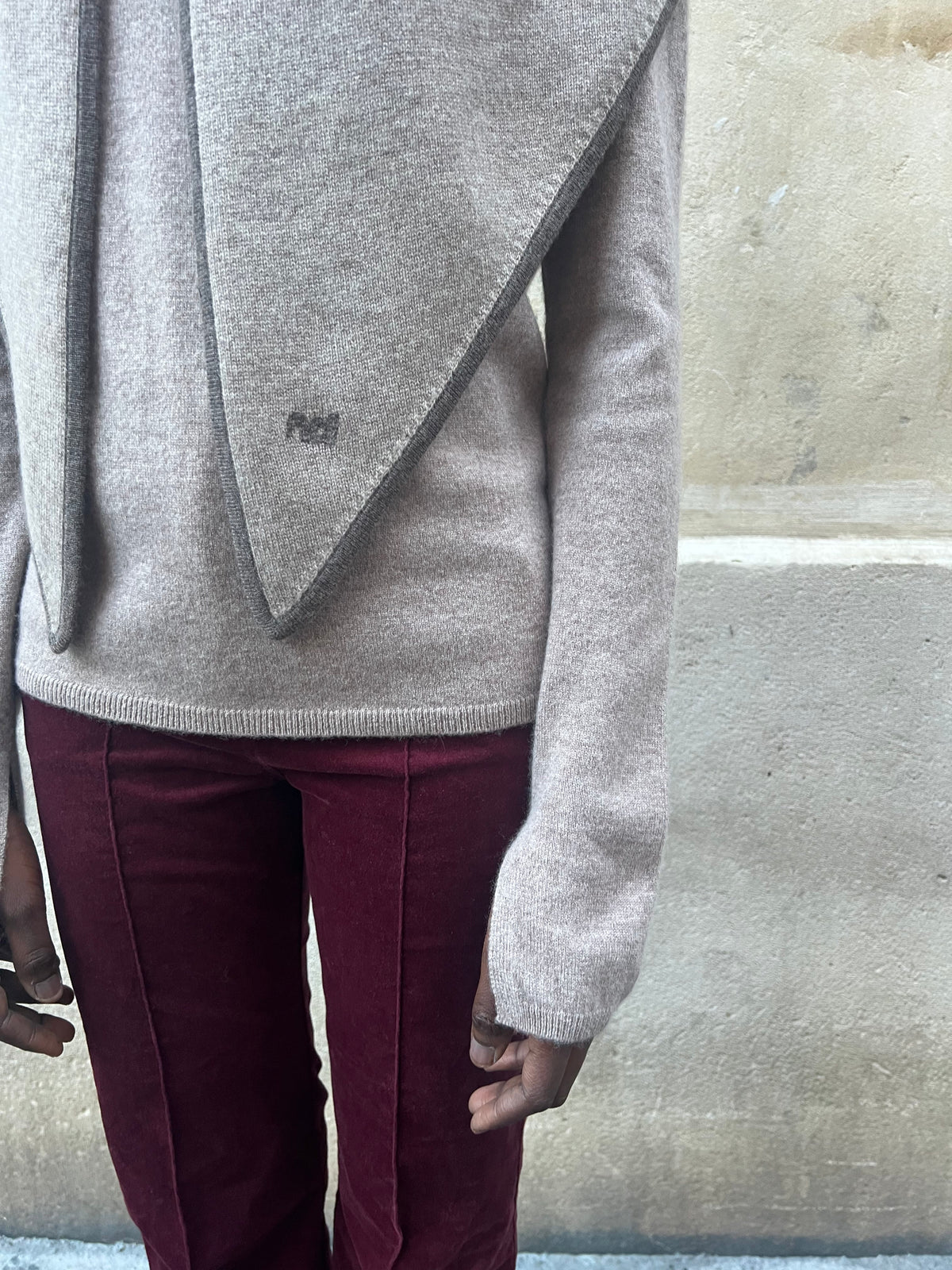 The Triangle Scarf in Mineral Beige, view 4