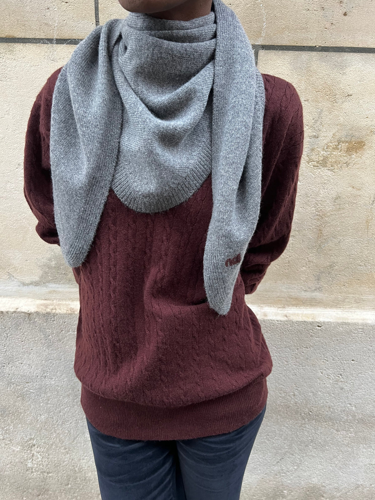 Echarpe triangle gris chiné,vue 2