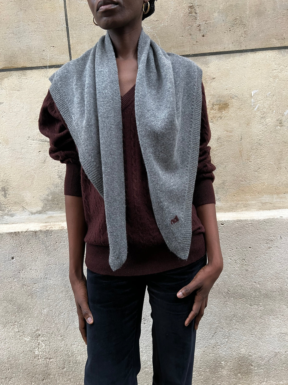The Triangle Scarf in Heather Grey, view 3