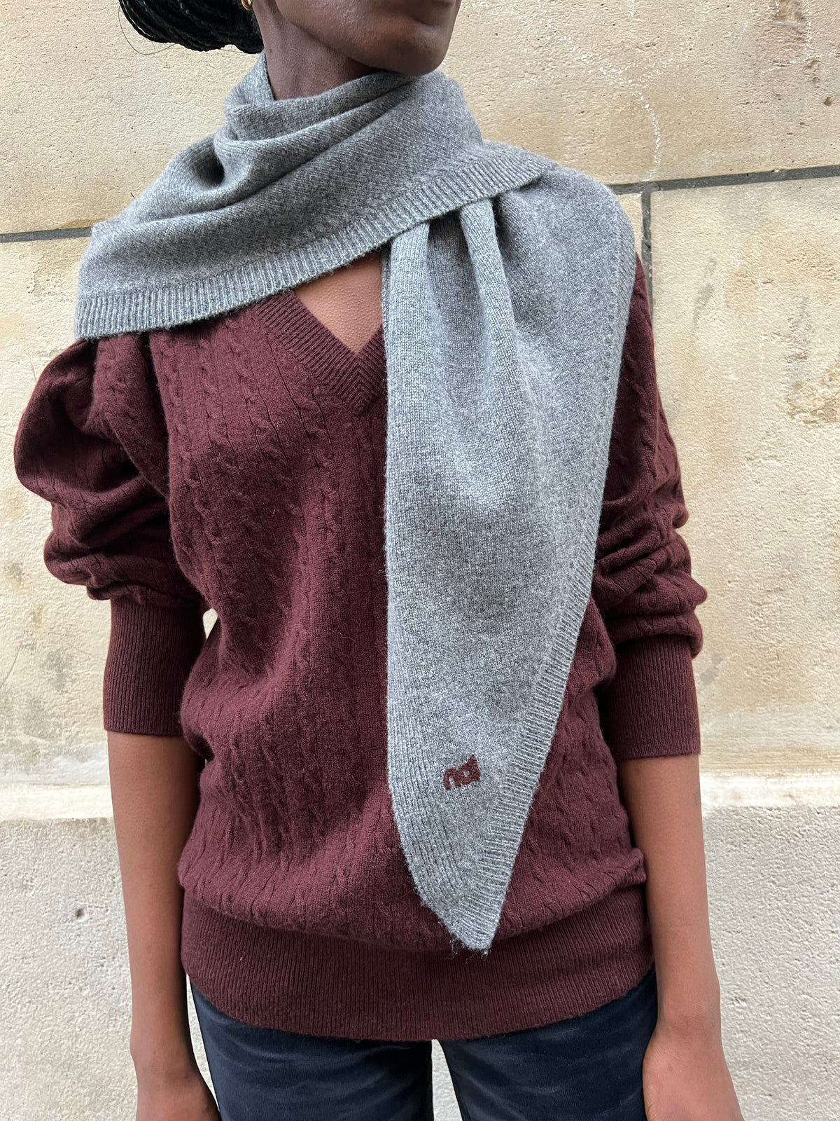 The Triangle Scarf in Heather Grey, view 4