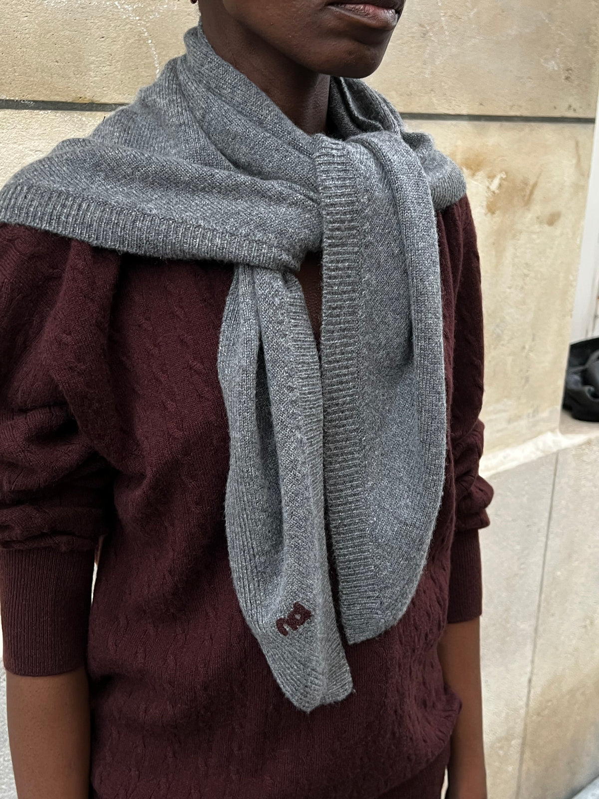 The Triangle Scarf in Heather Grey, view 6