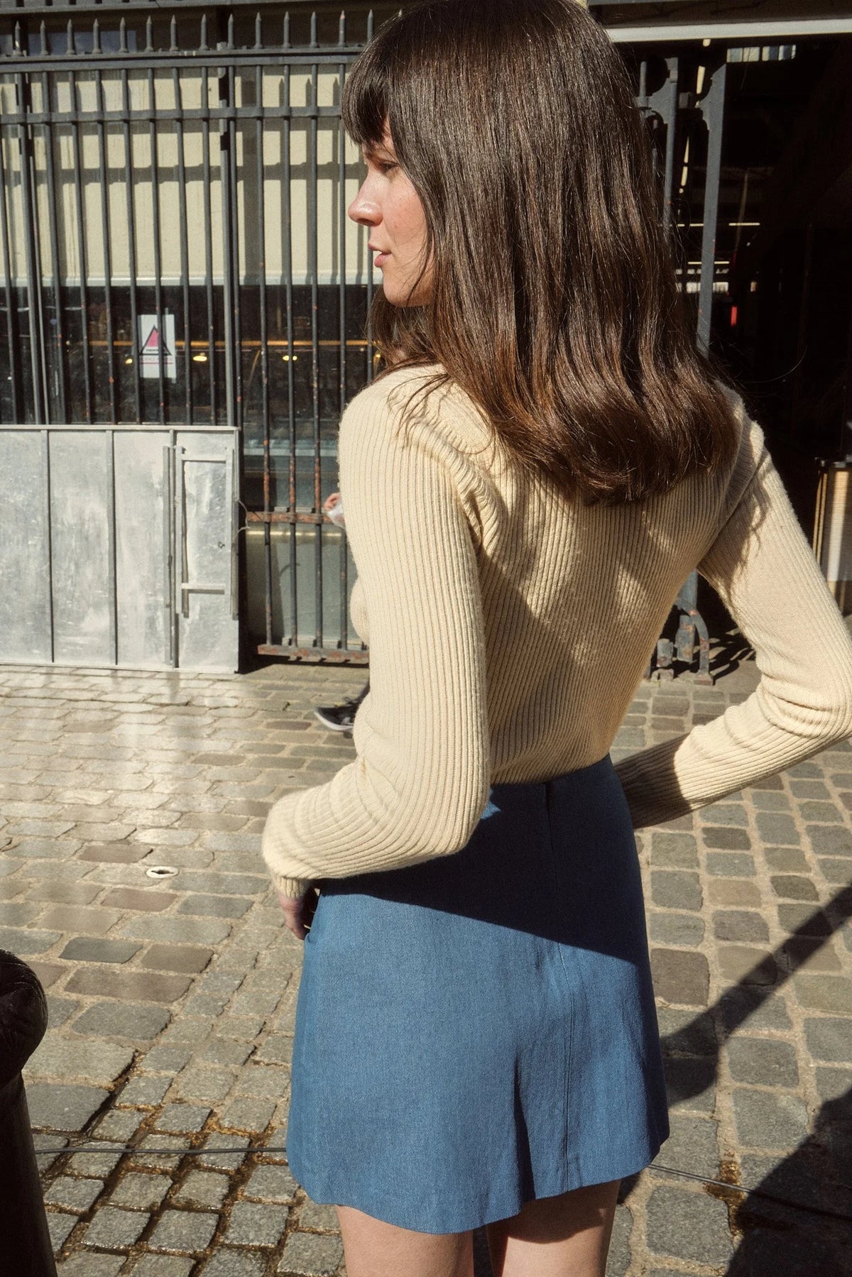 The Joan Skirt in Blue Denim, view 3