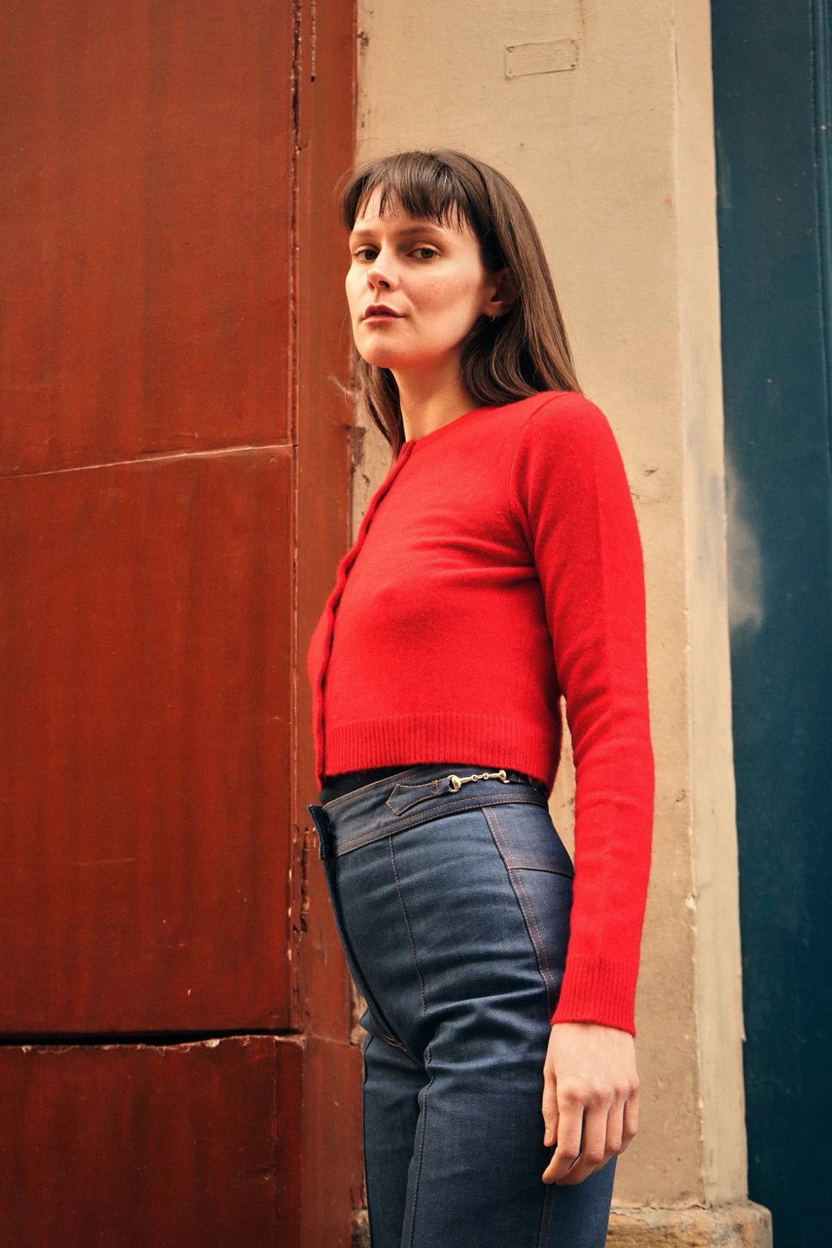 The Buci Cardigan in Red, view 5