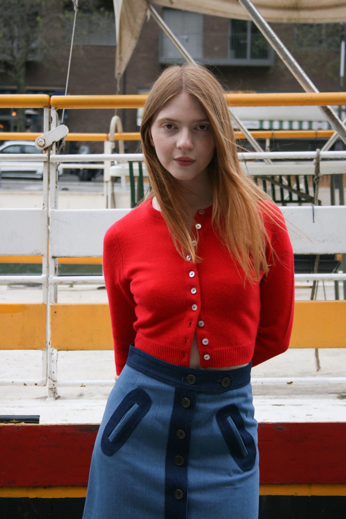 The Buci Cardigan in Red, view 6