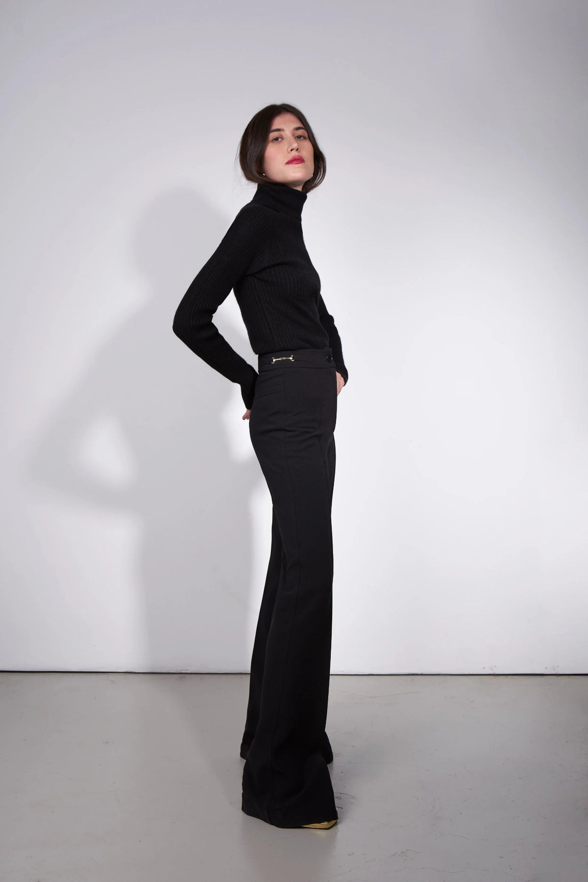 The Joy Pants in Black Wool Gabardine, view 4
