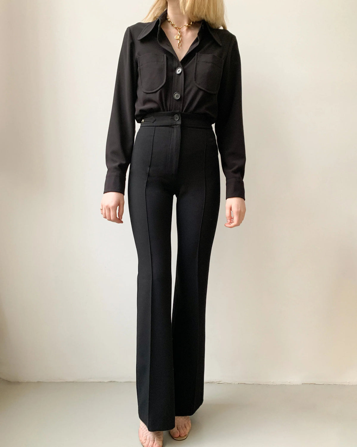 Le Pantalon Joy Gabardine Laine noir, vue 1
