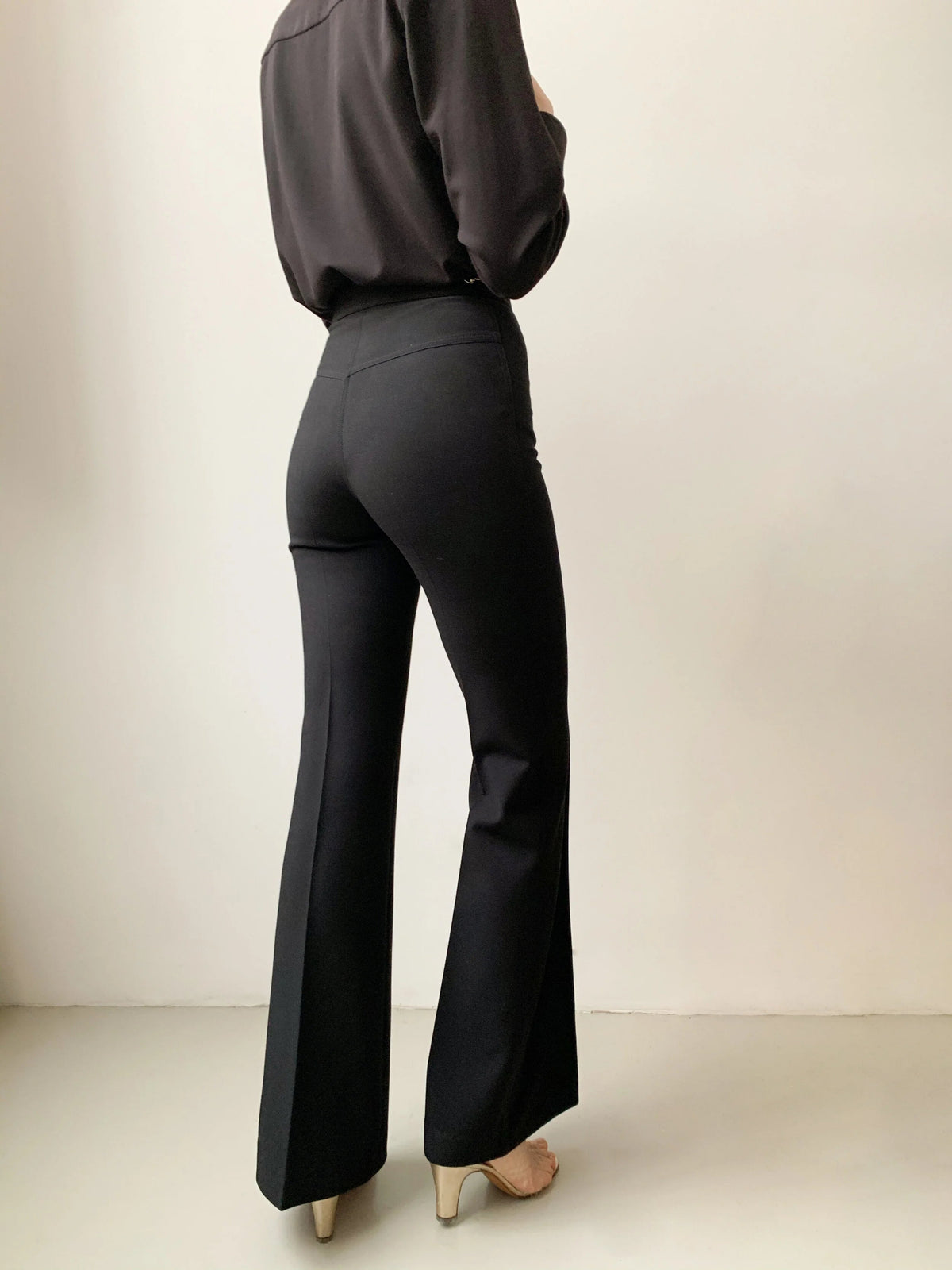 The Joy Pants in Black Wool Gabardine, view 2