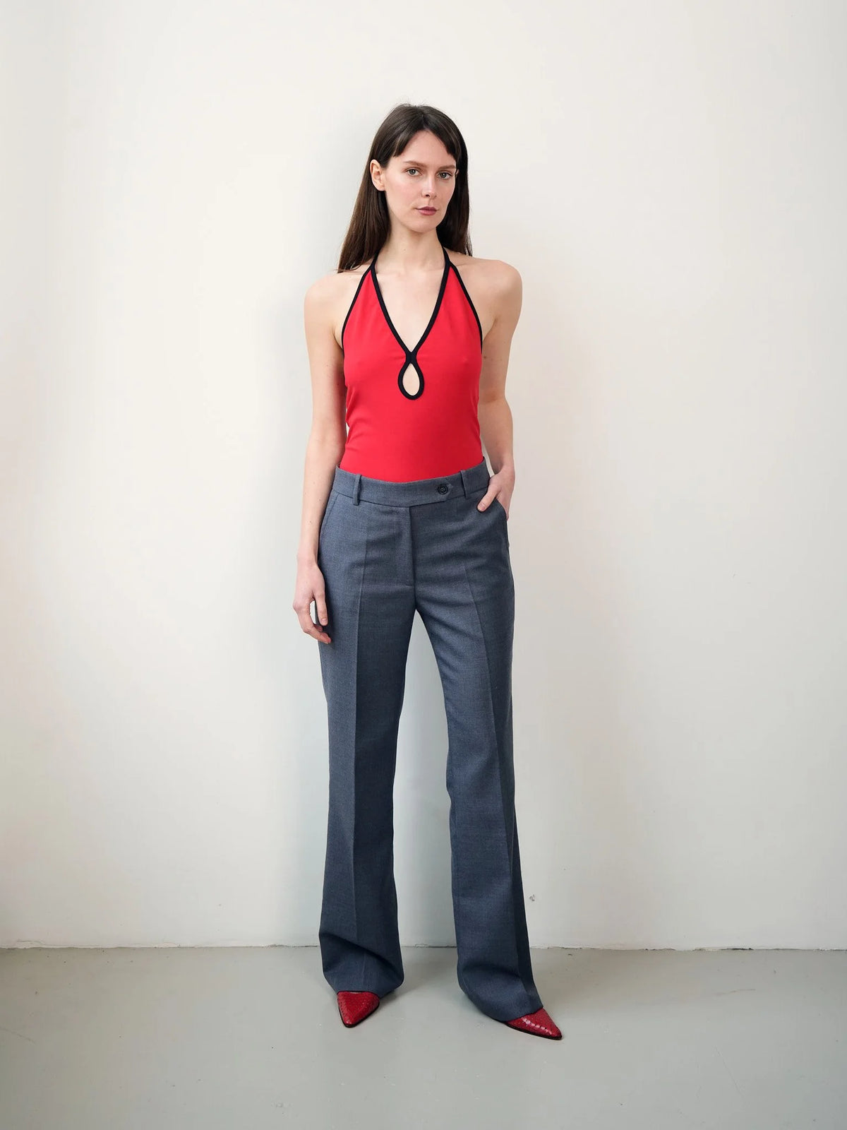 The Backless Top in Red & Navy, view 4
