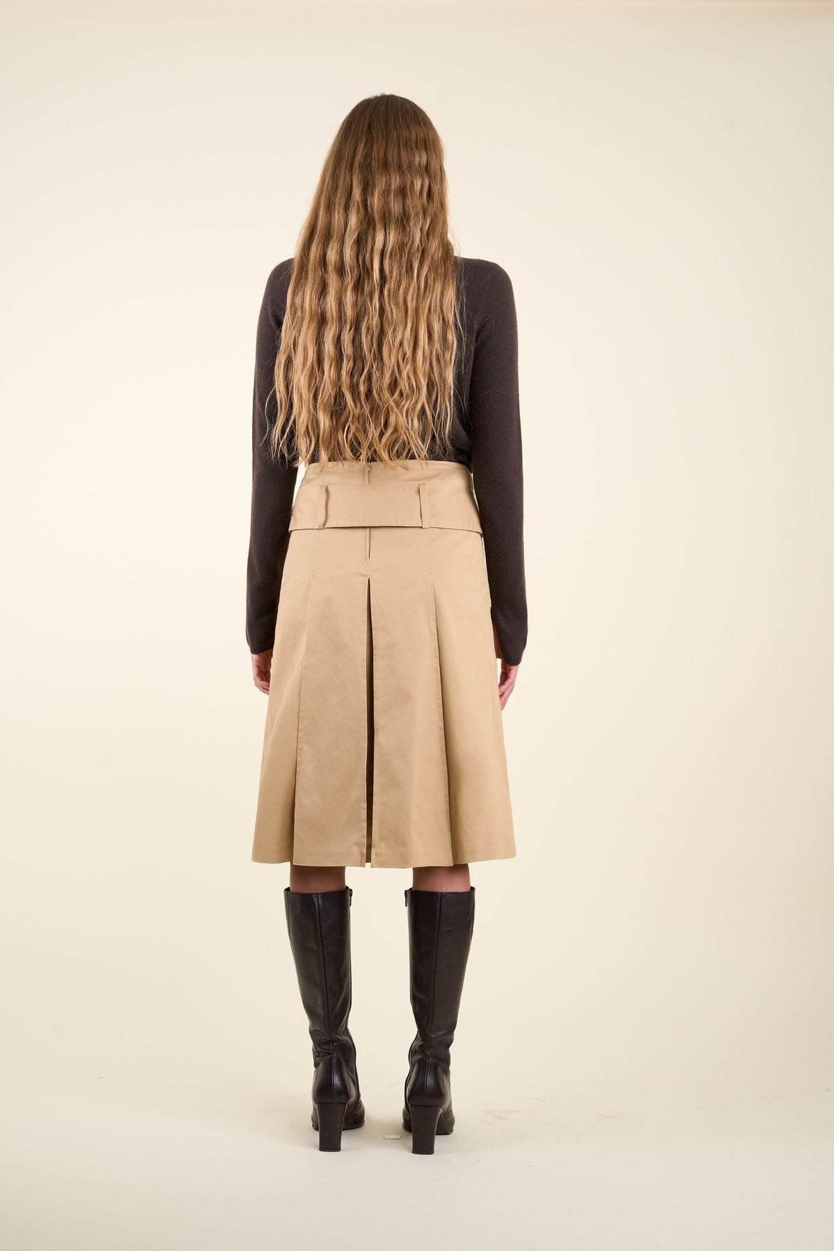 The Pleated Skirt in Warm Beige, view 3