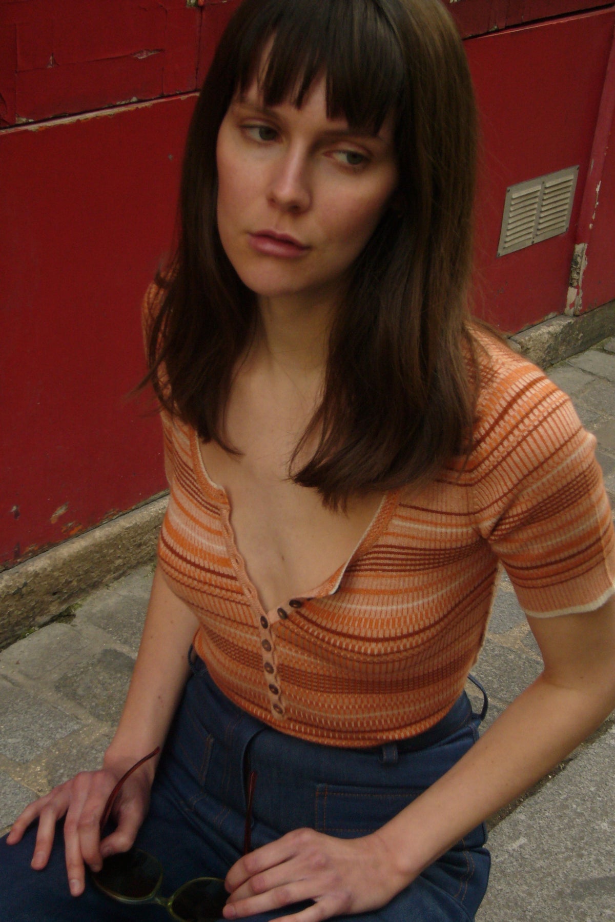 The Jane Polo in Orange Stripes, view 7