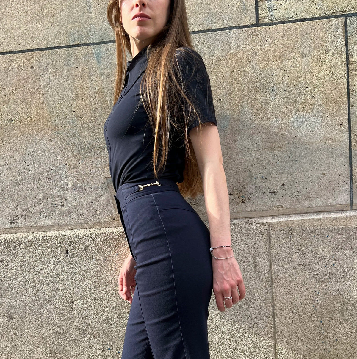 Le Pantalon Joy Gabardine Coton marine, vue 1