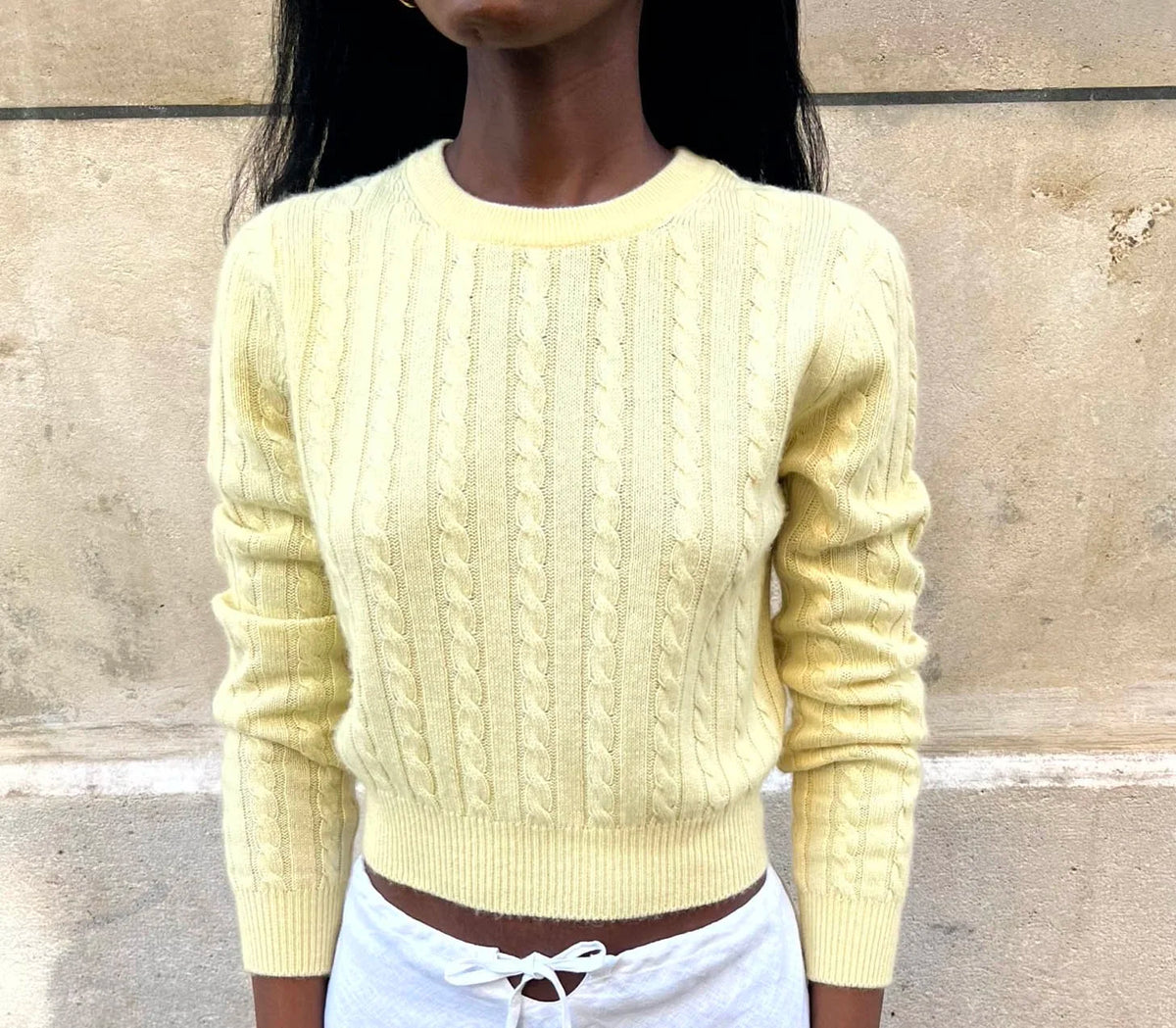 Le Pull BB Cables jaune pâle, vue 3