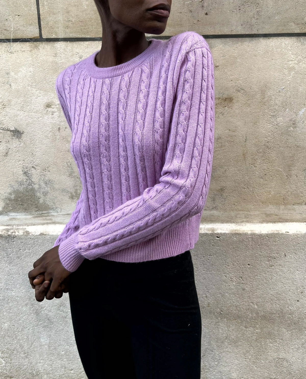 The BB Cable-Knit Sweater in Pastel Lilac, view 5