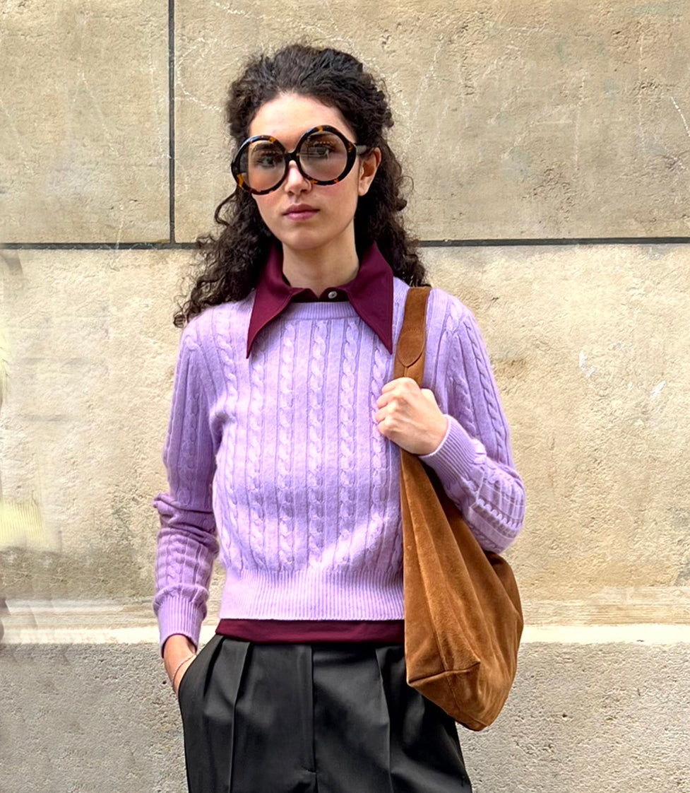 Le Pull BB Cables pastel lilas, vue 1