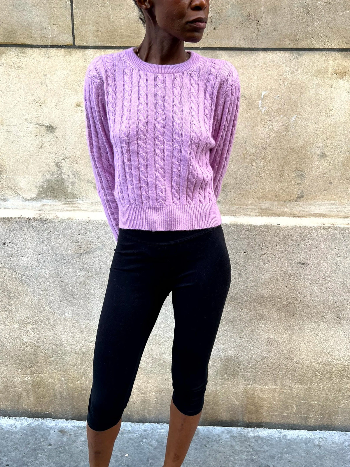 The BB Cable-Knit Sweater in Pastel Lilac, view 8