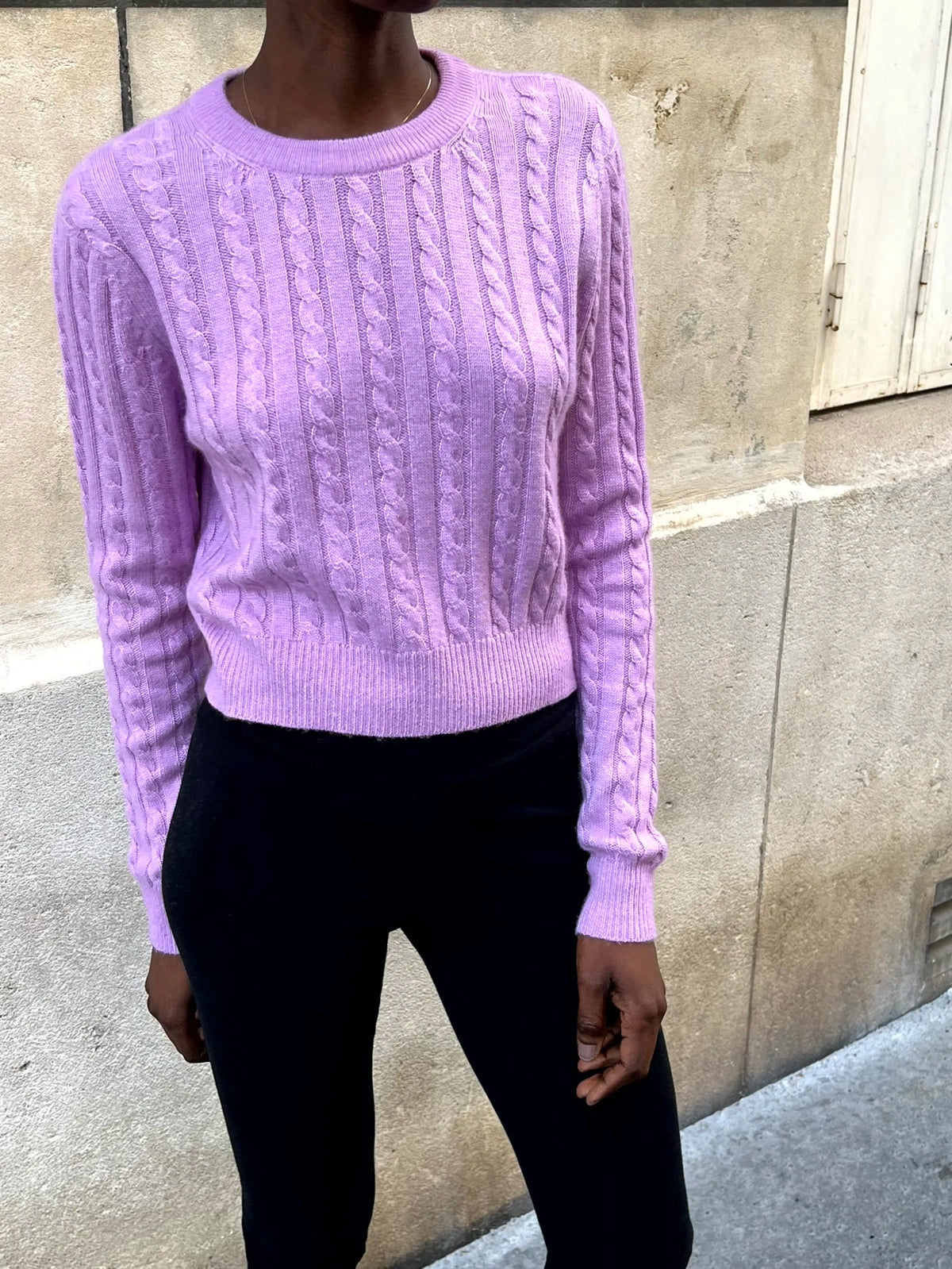 The BB Cable-Knit Sweater in Pastel Lilac, view 9