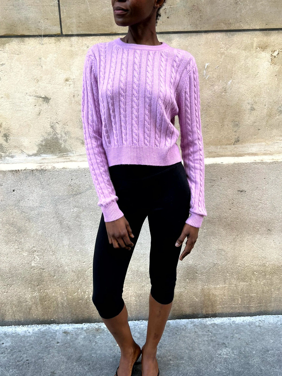 The BB Cable-Knit Sweater in Pastel Lilac, view 10