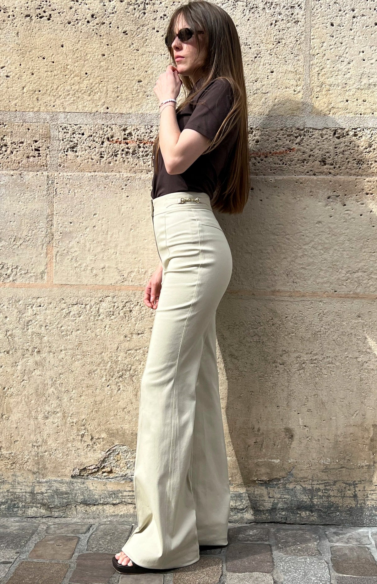Le Pantalon Joy Gabardine Coton beige galet, vue 2