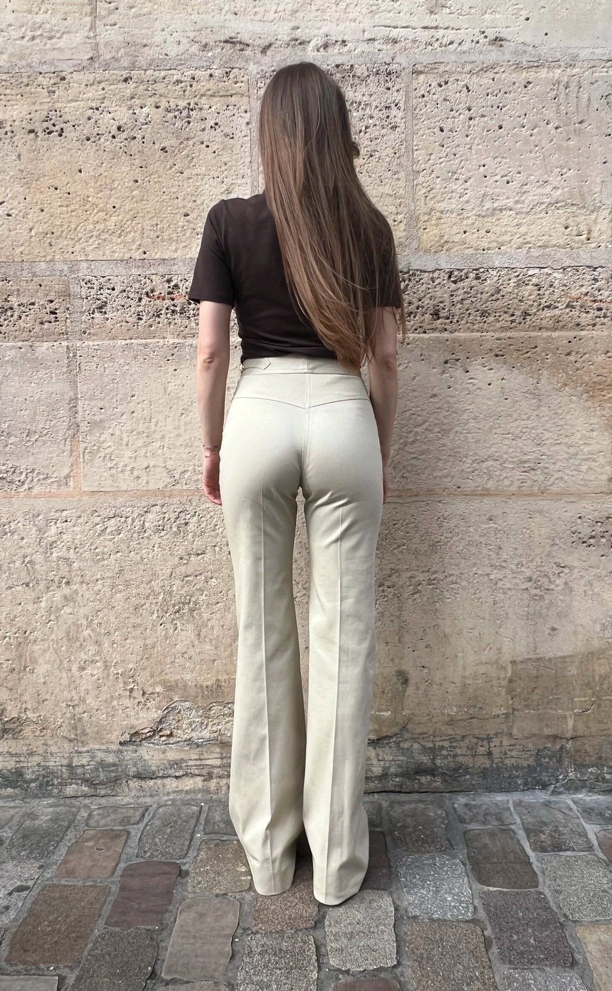 Le Pantalon Joy Gabardine Coton beige galet, vue 3