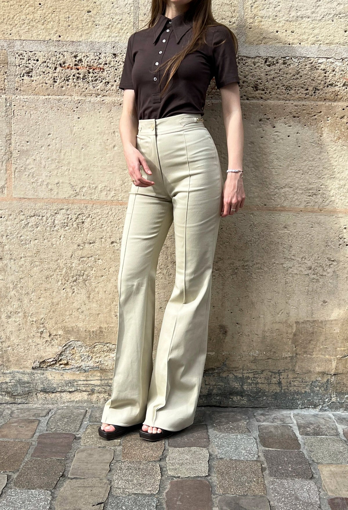Le Pantalon Joy Gabardine Coton beige galet, vue 6