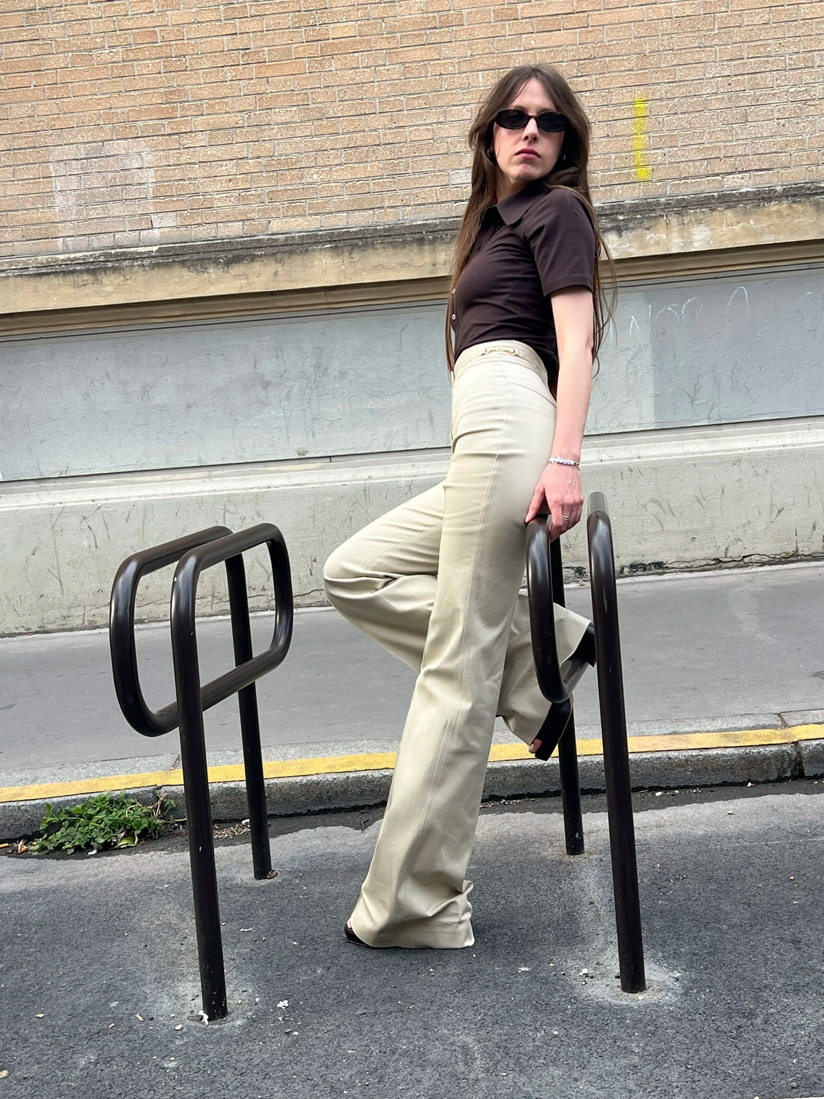 Le Pantalon Joy Gabardine Coton beige galet, vue 7